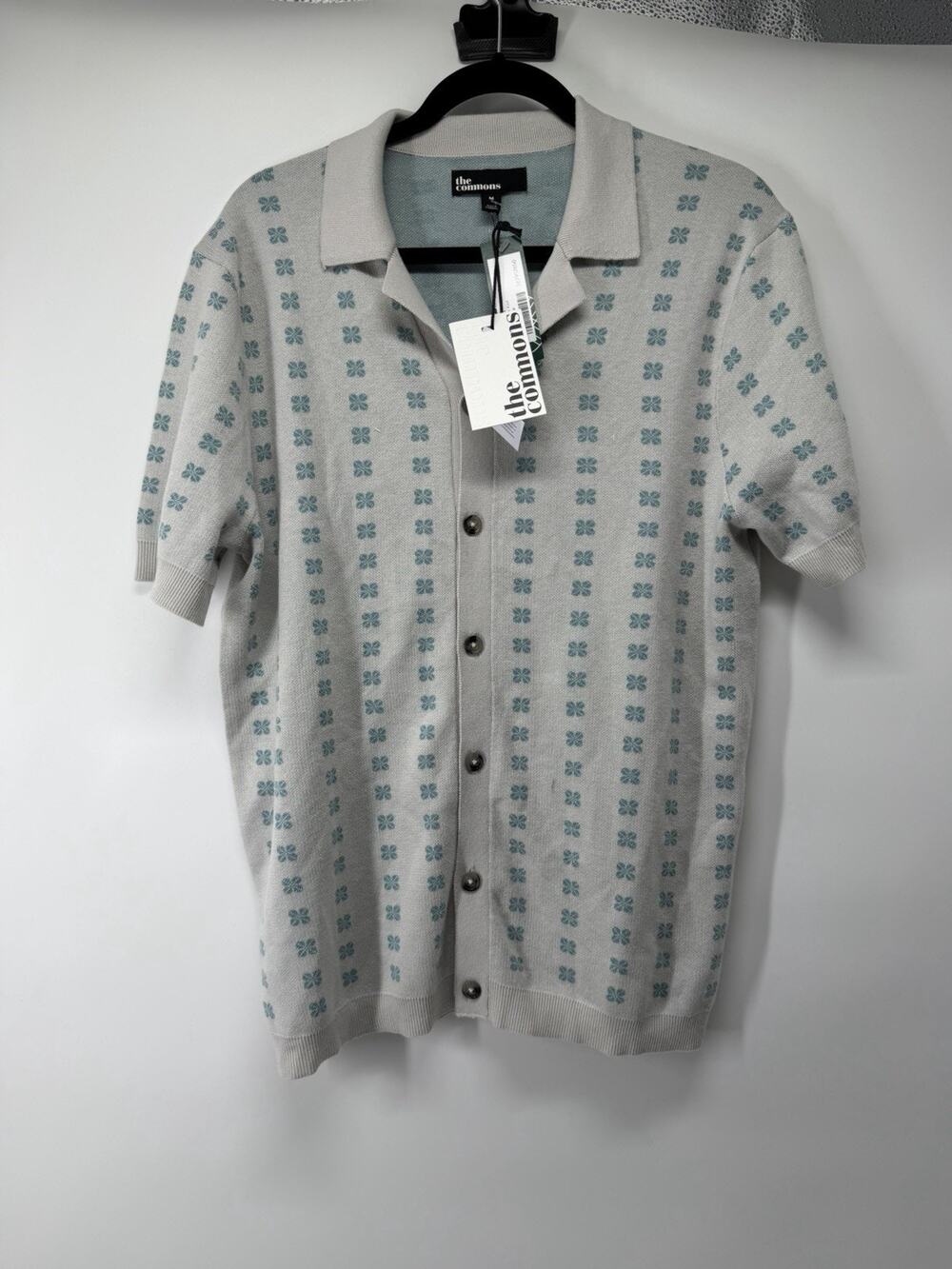 The Commons Men's Floral Medium M Collar Sweater Polo 100% Cotton NWT